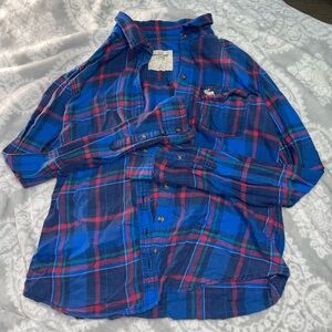 Abercrombie & Fitch Y2K Blue and Red Plaid Shirt